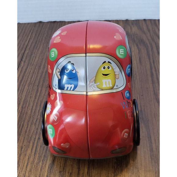 M&M's Mars Volkswagen Beetle Bug Car Metal Tin Red Collectible - Picture 6 of 9